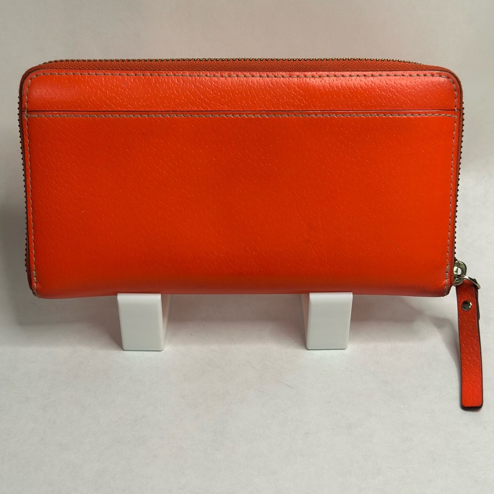 Kate Spade Neda Bright Orange Zip-Around Wallet - Picture 2 of 4